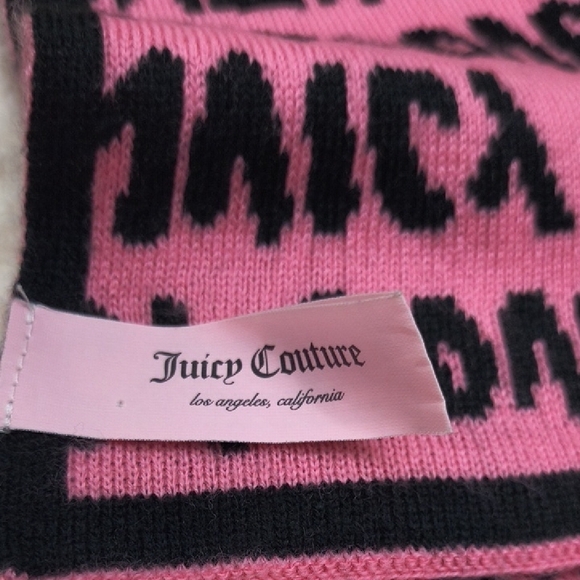 Juicy Couture Pink and Black Knit Scarf - Picture 2 of 6